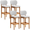 Ver imagem 1 de Kit 4 Banquetas Alta Bar Cozinha Sala Jantar Fixa Betta L02 Imbuia Linho Cinza - Lyam Decor