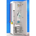 Ver imagem 4 de Armário Porta Vassouras Com Gancho Branco Multiuso 1 Porta