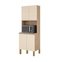 Ver imagem 1 de Paneleiro Cozinha Isabela 4 Portas MDP 15mm 79cm Amêndoa Off White Milani Movelaria