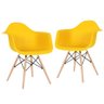 KIT - 2 x cadeiras Charles Eames Eiffel DAW com braços - Base de madeira clara - Amarelo - 1