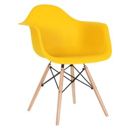 KIT - 2 x cadeiras Charles Eames Eiffel DAW com braços - Base de madeira clara - Amarelo - 2 KIT - 2 x cadeiras Charles Eames Eiffel DAW com braços - Base de madeira clara - Amarelo - 2