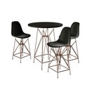 Ver imagem 1 de Jogo Mesa Bistrô Eames Preta 60Cm 3 Banquetas Preta Base Ferro Cobre - Cor: Preto