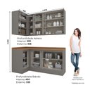 Ver imagem 4 de Lavanderia Modulada 05 Peças 100% MDF com Balcão e Aéreo Canto Reto e Tampo Cinza/Nature Emily