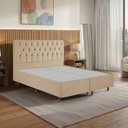 Ver imagem 1 de Kit Cama Box Queen e Cabeceira em Madeira Maciça Estofada Espresso Móveis Bege