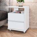 Ver imagem 1 de Mesa de Cabeceira 48cm 2 Gavetas Campeche Henn - Branco