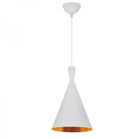 Pendente Metal Branco Fosco Interior Dourado 1E27 18x38,5cm PARIS LUZ