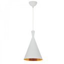 Ver imagem 1 de Pendente Metal Branco Fosco Interior Dourado 1E27 18x38,5cm PARIS LUZ