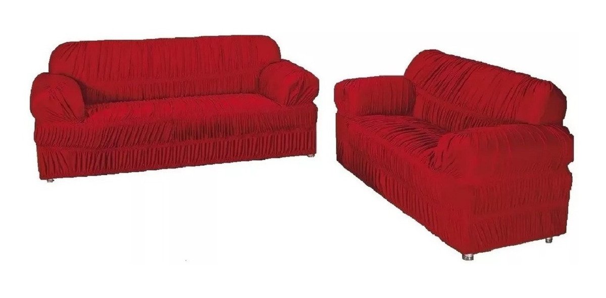 kit capa de sofa 2 e 3 lugares vermelho malha gel elasticada - 1