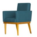 Ver imagem 2 de Kit 2 Poltronas Bella Luxo Base de Madeira Maciça Recepção - Suede Azul Royal
