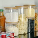 Ver imagem 5 de Pote de Vidro com Tampa de Bambu Oikos 800ml Hermético Quadrado Empilhável