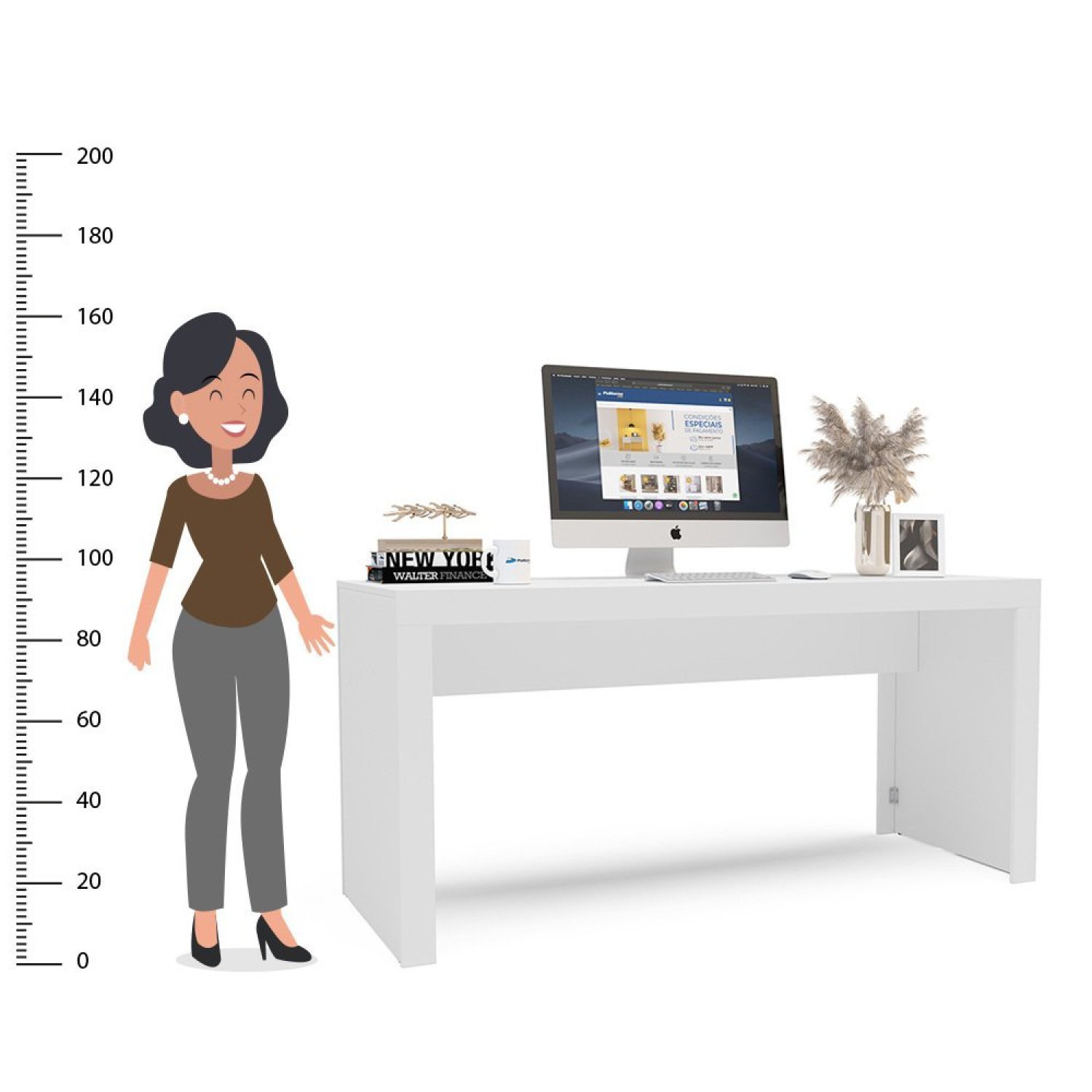 Mesa Escritório Escrivaninha 160cm Office com Acabamento tipo Tamponado PoliComplementos - 5