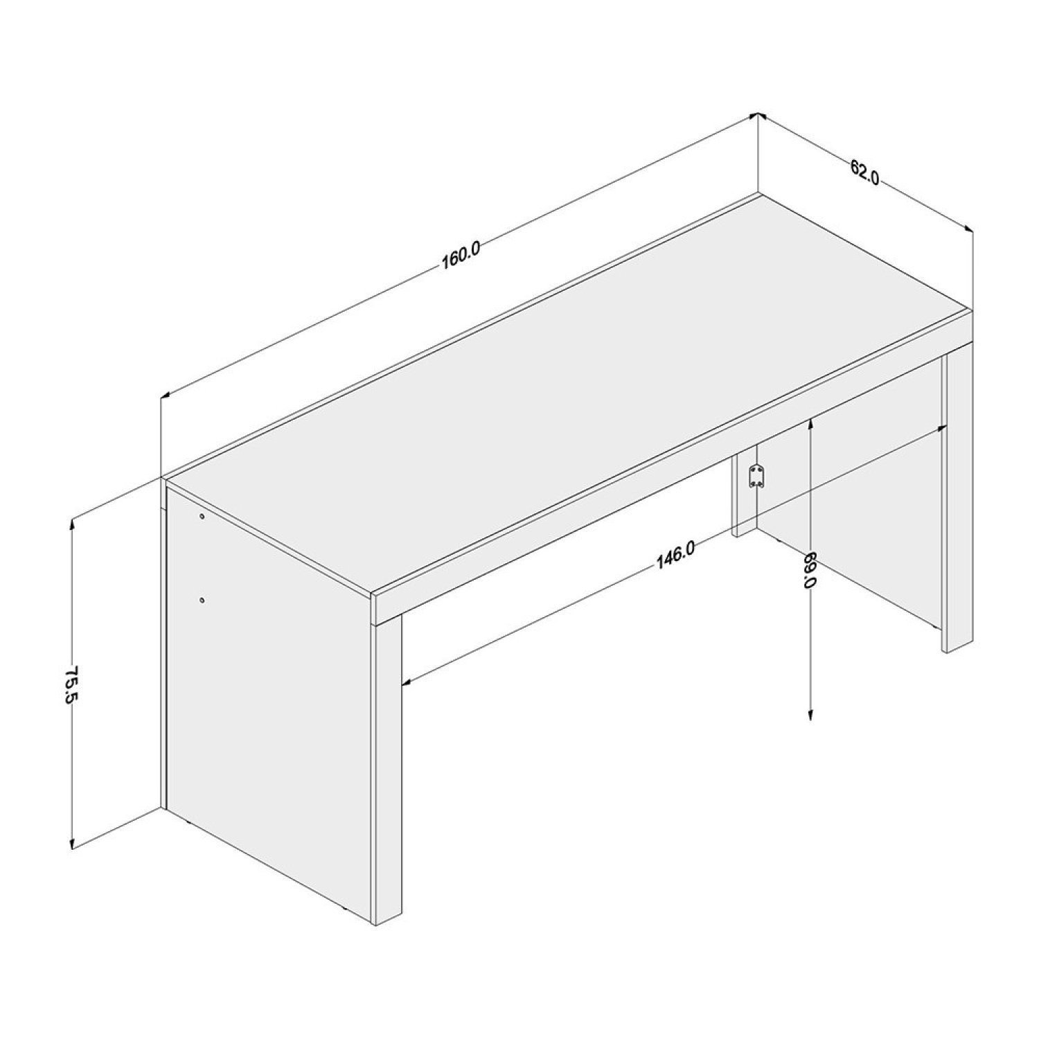 Mesa Escritório Escrivaninha 160cm Office com Acabamento tipo Tamponado PoliComplementos - 3