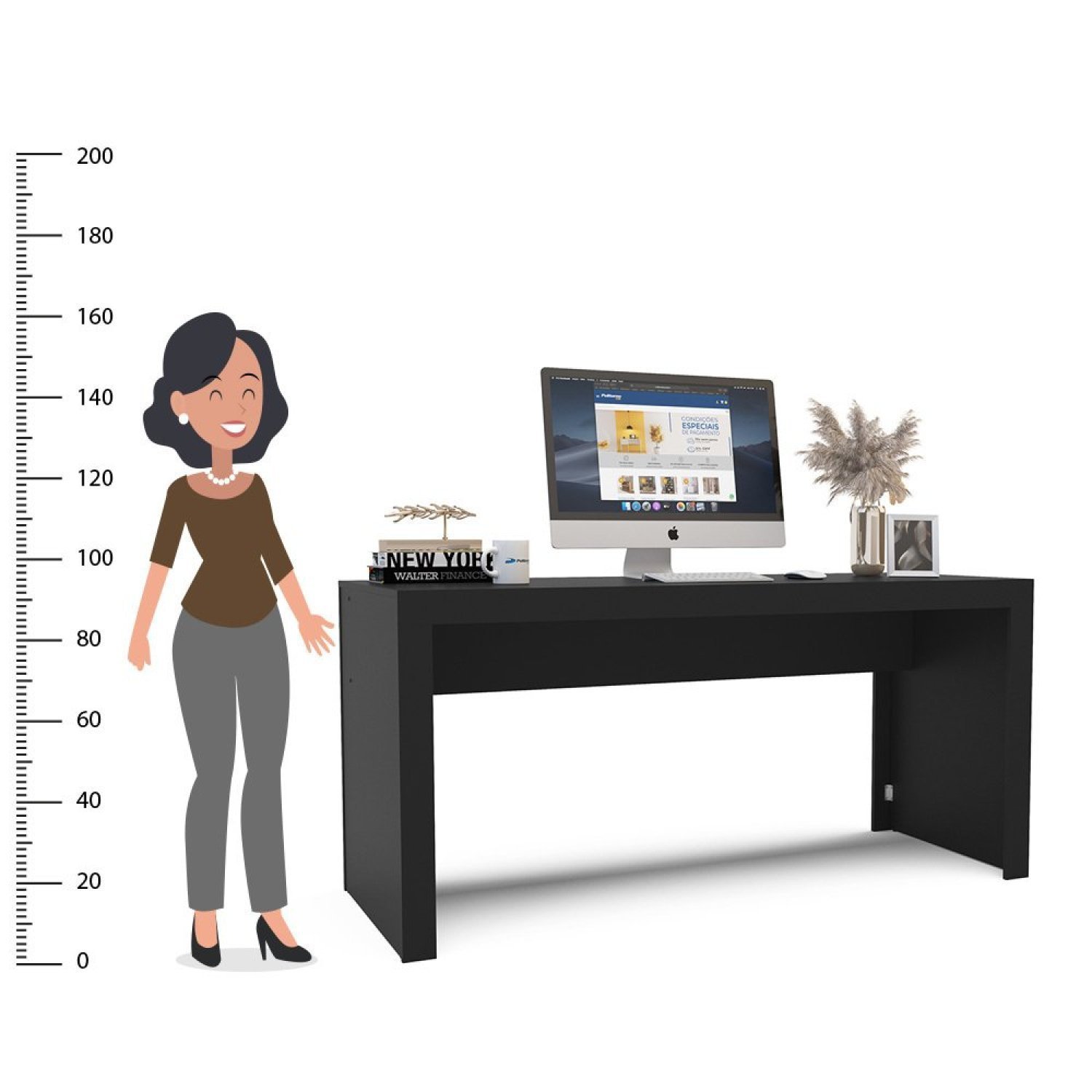 Mesa Escritório Escrivaninha 160cm Office com Acabamento tipo Tamponado PoliComplementos - 5