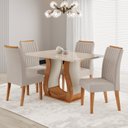 Ver imagem 1 de Conjunto Mesa de Jantar MDF/Vidro 4 Cadeiras Inspirare Yescasa Bege/Mel