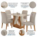Ver imagem 4 de Conjunto Mesa de Jantar MDF/Vidro 4 Cadeiras Inspirare Yescasa Bege/Mel