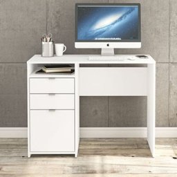 Mesa Escritório Escrivaninha 100cm Camboja 3 Gavetas 1 Nicho PoliComplementos - 1 Mesa Escritório Escrivaninha 100cm Camboja 3 Gavetas 1 Nicho PoliComplementos - 1