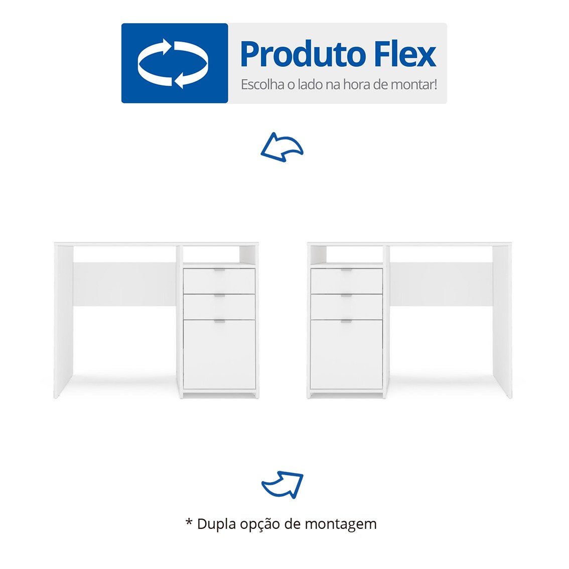 Mesa Escritório Escrivaninha 100cm Camboja 3 Gavetas 1 Nicho PoliComplementos - 3