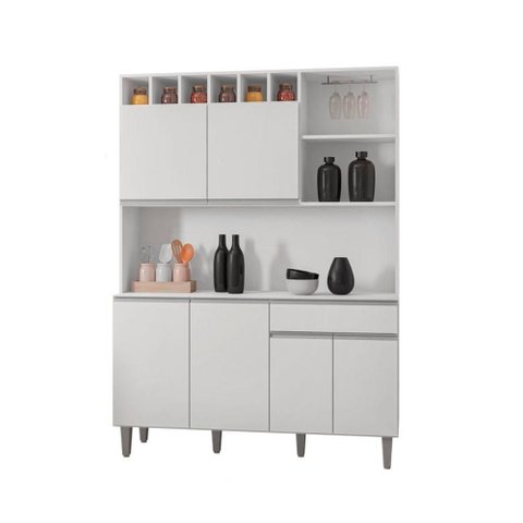 Armário Cozinha Completo Robin 6 Portas - Branco Branco