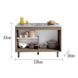 Balcao Para Pia 2 Portas 120CM 17002 Oak Off White PLN - 4