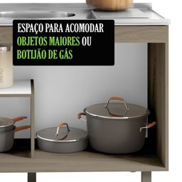 Balcao Para Pia 2 Portas 120CM 17002 Oak Off White PLN - 8