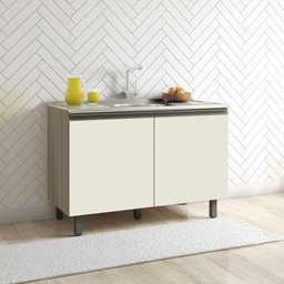 Balcao Para Pia 2 Portas 120CM 17002 Oak Off White PLN - 9