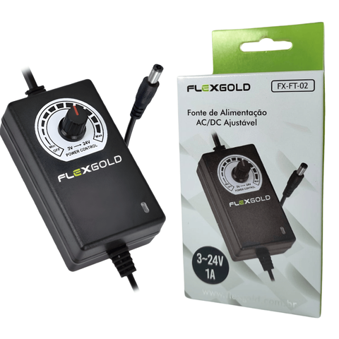 Fonte de Alimentação Chaveada Ajustavel 3 À 24v 1a Fx-ft-02 Flex Gold