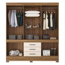 Ver imagem 3 de Guarda Roupa Casal 10 Portas com Espelho e 3 Gavetas Hungria - Amêndola Touch-off White Amêndola