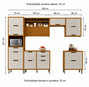 Ver imagem 3 de Cozinha Modulada Completa Imperatriz 6 Peças 100% MDF Marrom/Off White - Nesher