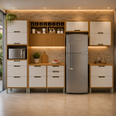 Ver imagem 1 de Cozinha Modulada Completa Imperatriz 6 Peças 100% MDF Marrom/Off White - Nesher