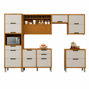 Ver imagem 2 de Cozinha Modulada Completa Imperatriz 6 Peças 100% MDF Marrom/Off White - Nesher