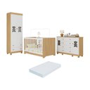 Ver imagem 1 de Quarto de Bebê Completo C/ Berço Americano 3 em 1 Colchão Fofura Multimóveis Mp4673 Madeirado/