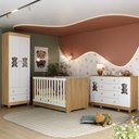 Ver imagem 2 de Quarto de Bebê Completo C/ Berço Americano 3 em 1 Colchão Fofura Multimóveis Mp4673 Madeirado/