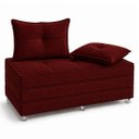 Ver imagem 1 de Puff Cama Dobravel 130cm Casal com Rodízios e Almofadas Cor: Suede Bordô