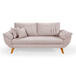 Sofá Texas Retro 3 Lugares Montagem Fácil Almofadas em Linho:creme - 3