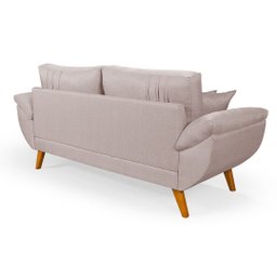 Sofá Texas Retro 3 Lugares Montagem Fácil Almofadas em Linho:creme - 4