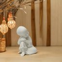 Ver imagem 4 de Escultura Decor Monge Careca Sonhador em Po de Marmore 14cm