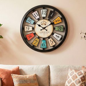 Relógio de Parede Vazado Preto Decoração Vintage Retrô 40cm