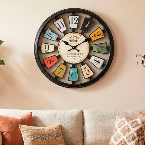 Relógio de Parede Vazado Preto Decoração Vintage Retrô 40cm