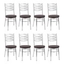 Ver imagem 1 de Conjunto 8 Cadeiras para Sala de Jantar Debrum Cromado/Marrom