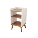 Ver imagem 5 de Mesa de Cabeceira Retrô com Pés Palito em Madeira Maciça Prateleiras e Borda Superior Branco