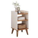 Ver imagem 3 de Mesa de Cabeceira Retrô com Pés Palito em Madeira Maciça Prateleiras e Borda Superior