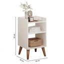 Ver imagem 4 de Mesa de Cabeceira Retrô com Pés Palito em Madeira Maciça Prateleiras e Borda Superior Branco