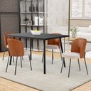 Ver imagem 2 de Cadeira para Sala de Jantar Cozinha Estofada Gavi L02 Couríssimo Camel Bouclê Creme - Lyam Decor