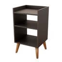 Ver imagem 5 de Mesa de Cabeceira Retrô com Pés Palito em Madeira Maciça Prateleiras e Borda Superior Preto