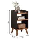 Ver imagem 4 de Mesa de Cabeceira Retrô com Pés Palito em Madeira Maciça Prateleiras e Borda Superior