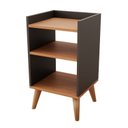 Ver imagem 5 de Mesa de Cabeceira Retrô com Pés Palito em Madeira Maciça Prateleiras e Borda Superior Preto