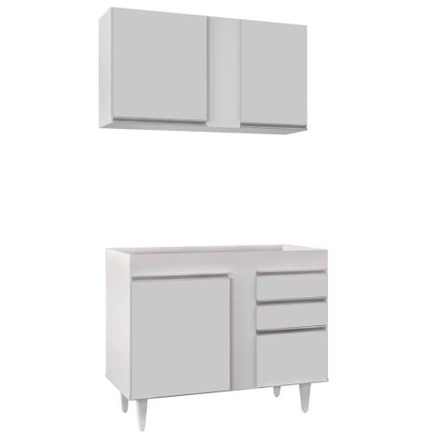 Kit Armário Aéreo Balcão Aurora 100cm Branco