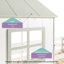 Ver imagem 2 de Beliche Solteiro Queen Montessoriano Cabana com Escorregador e Estante Casatema MadeiraOriginals Branco/Verde