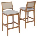 Ver imagem 1 de Kit 2 Banquetas Alta com Encosto Buriti Madeira Maciça Tauari Linho Cinza Natuem