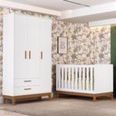 Ver imagem 2 de Jogo de Quarto Infantil Flip Guarda Roupa 3 Portas e Berço Americano Branco Fosco - Reller Móveis
